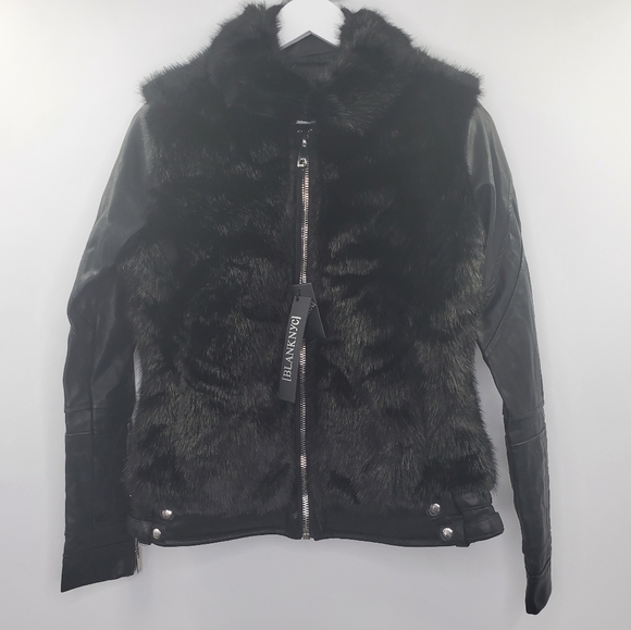 Blank NYC Jackets & Blazers - Blank NYC Faux Fur Vegan Leather Jacket Black NEW